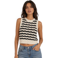 Black/Cream Crop Wave Crochet Knit Sleeveless Tank