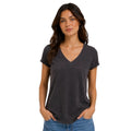 Charcoal Classic V-Neck Tee with Raw Trim Sleeves
