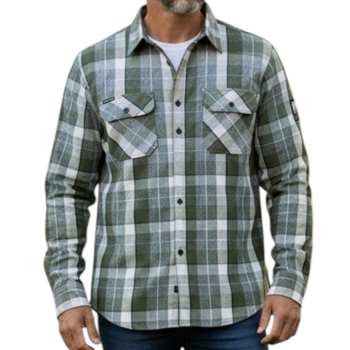 Gorge L/S Flannel -Olive Cream