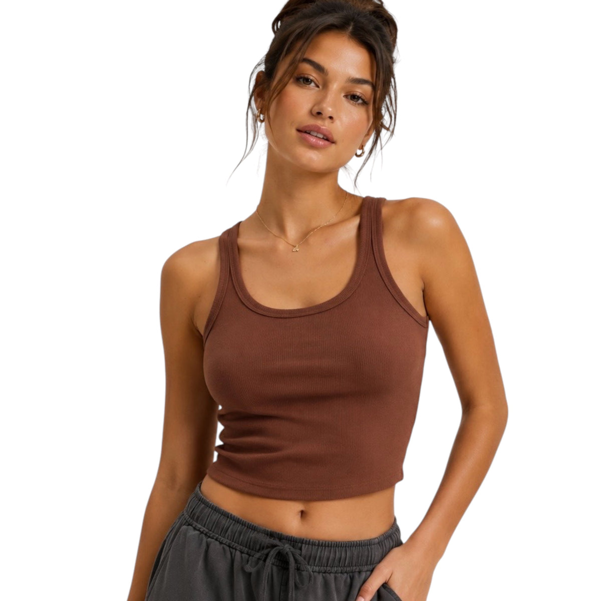 Chestnut Scoop Neck Bodycon Tank
