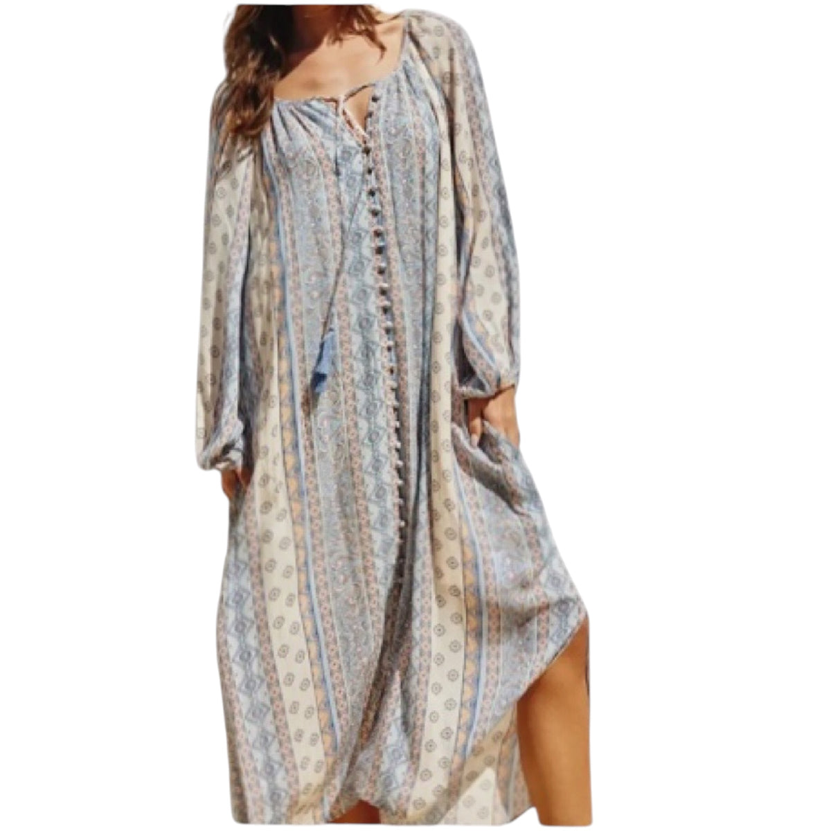 Stripe Print Vacation Midi Dress