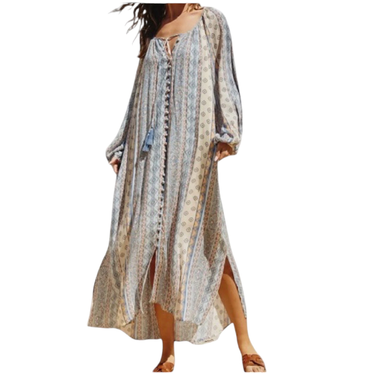Stripe Print Vacation Midi Dress