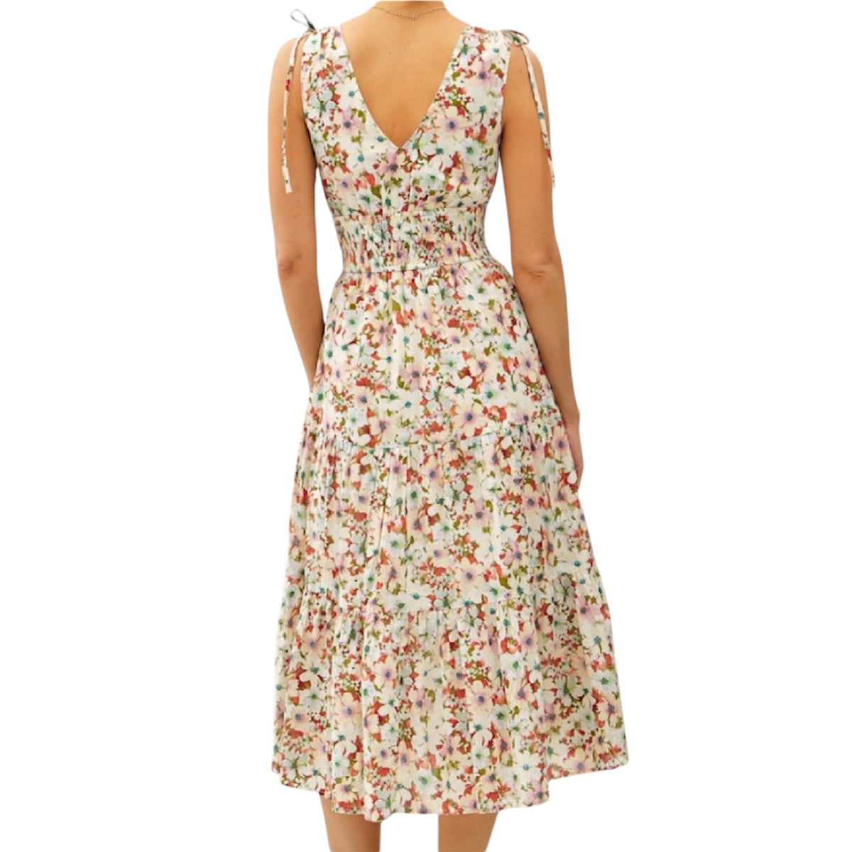 Poppy V-Neck Floral Print Midi Dress