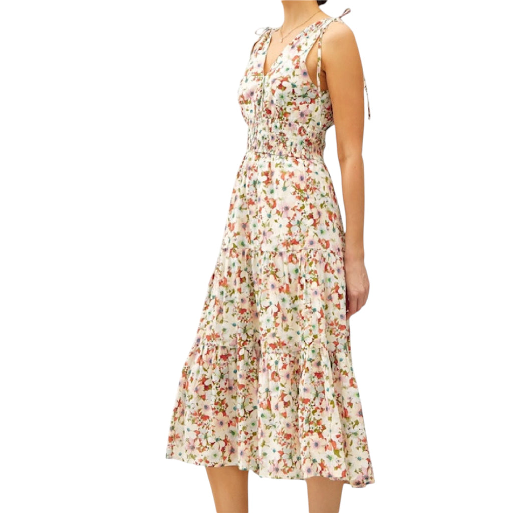 Poppy V-Neck Floral Print Midi Dress