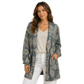 Green Ethnic Print Open Front Cardigan