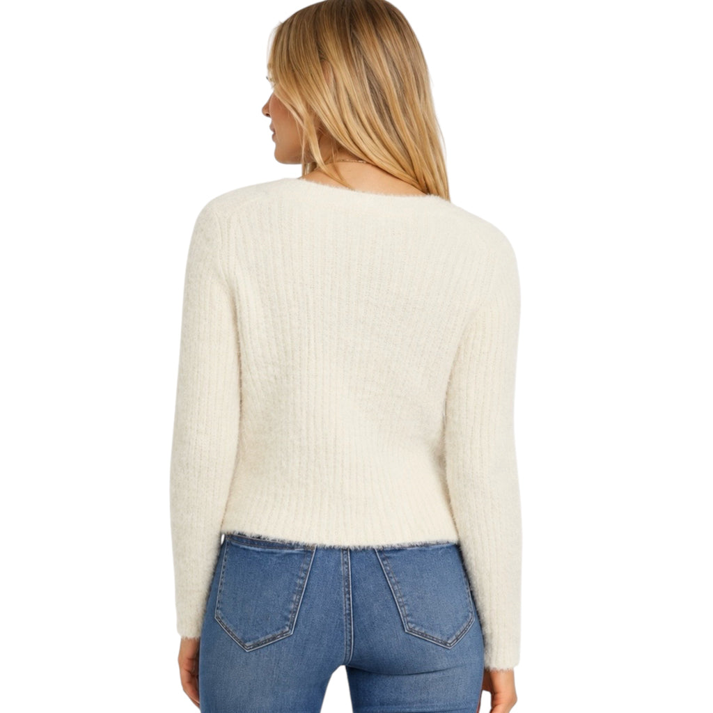 Ivory Button Up Fuzzy Cardigan