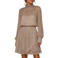 Taupe Dress With Bow Tie
