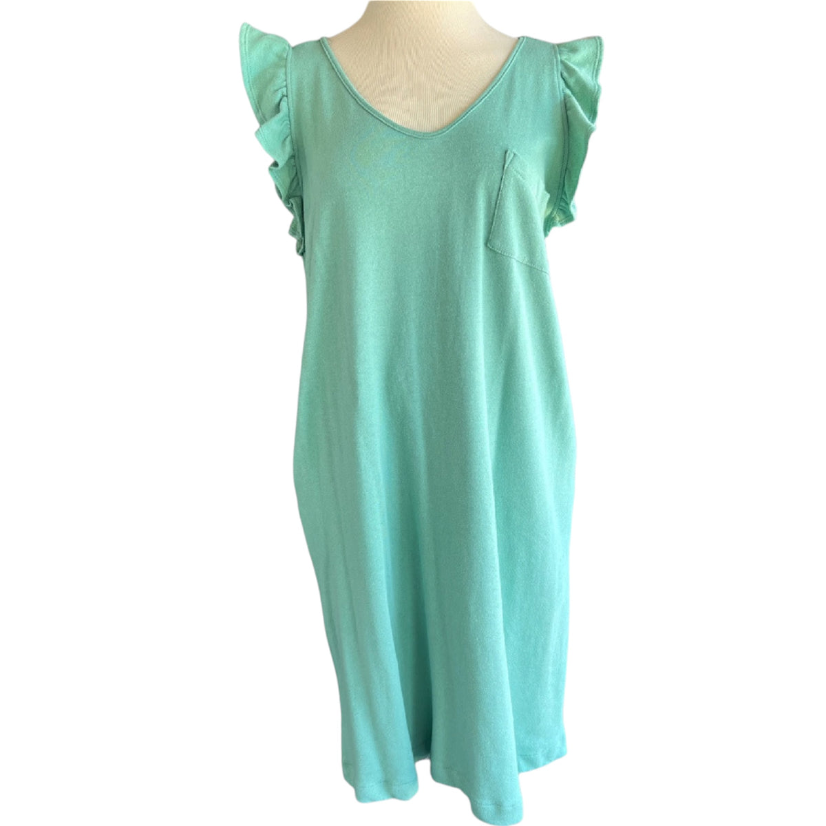 Ces Lemme Sage Ruffled Sleeve Dress Size L-RF