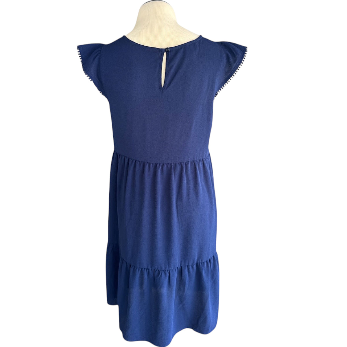 AGB Navy Flutter Sleeve Tiered Mini Dress Size Small-RF