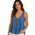Navy V-Neck Knotted Tank