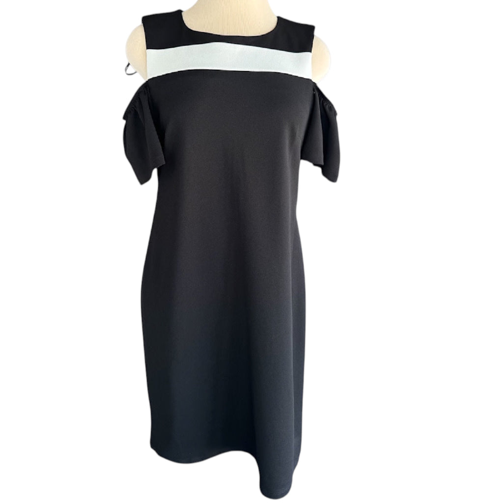 NINA LEONARD Black/Ivory Open Shoulder Dress Size Medium-RF