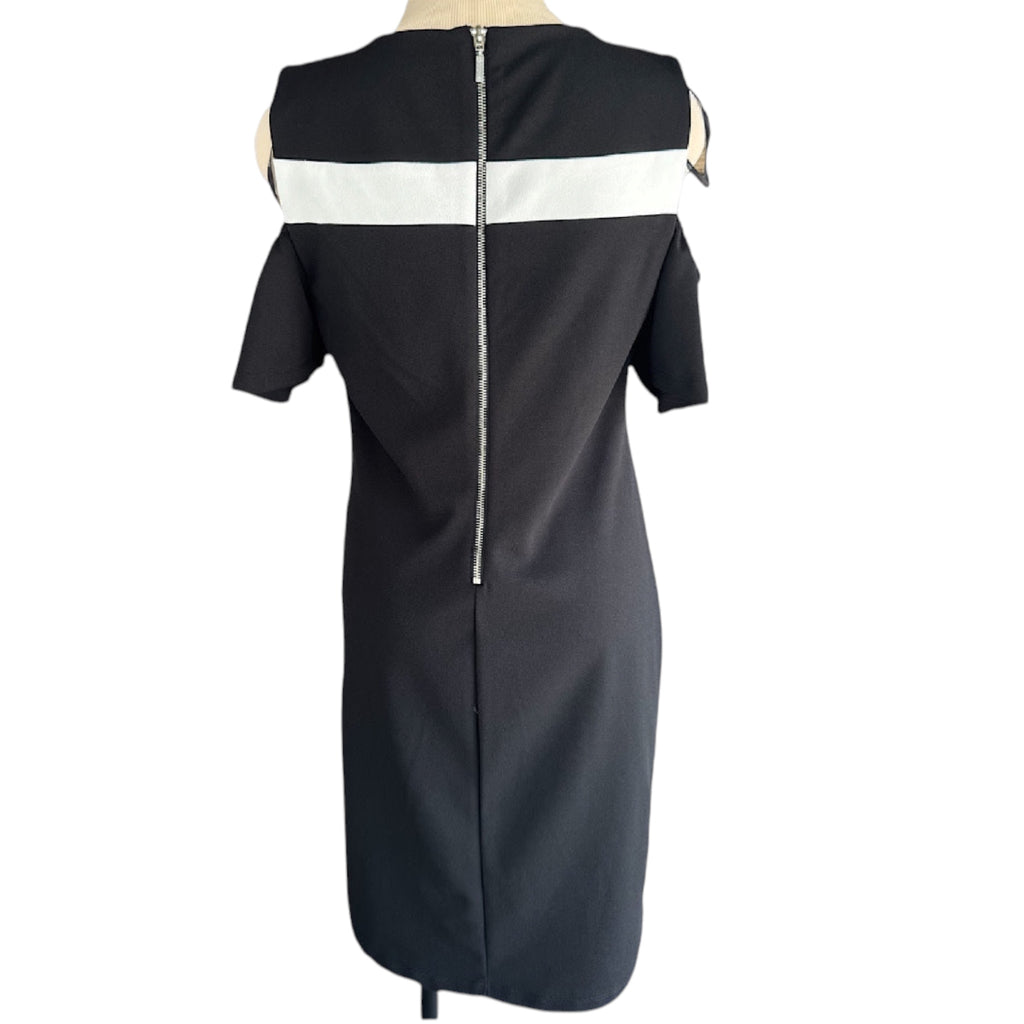 NINA LEONARD Black/Ivory Open Shoulder Dress Size Medium-RF