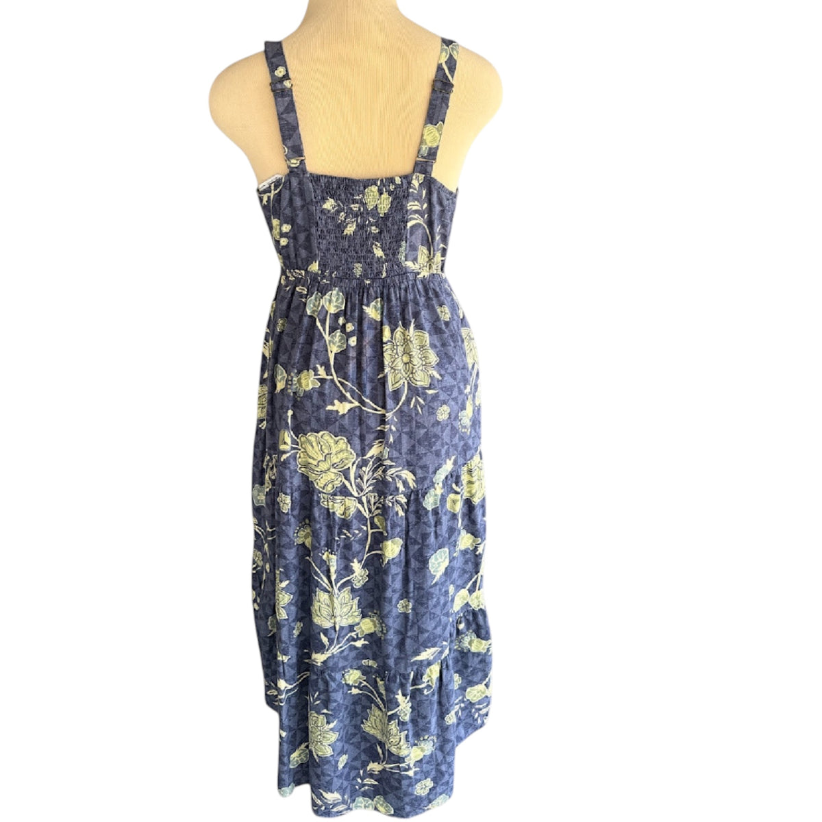 Sonoma Navy Floral Printed Tiered Mid Length Dress Size Small-RF