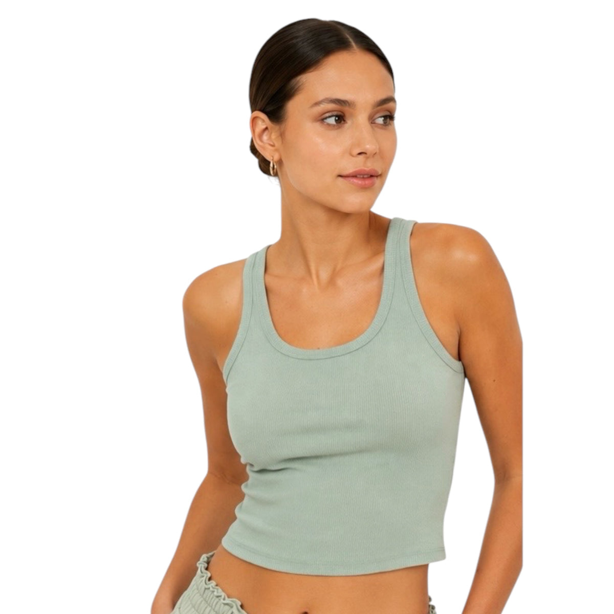 Sage Green Scoop Neck Bodycon Tank