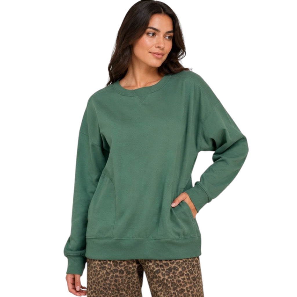 Sage Sweatshirt with Side Pockets