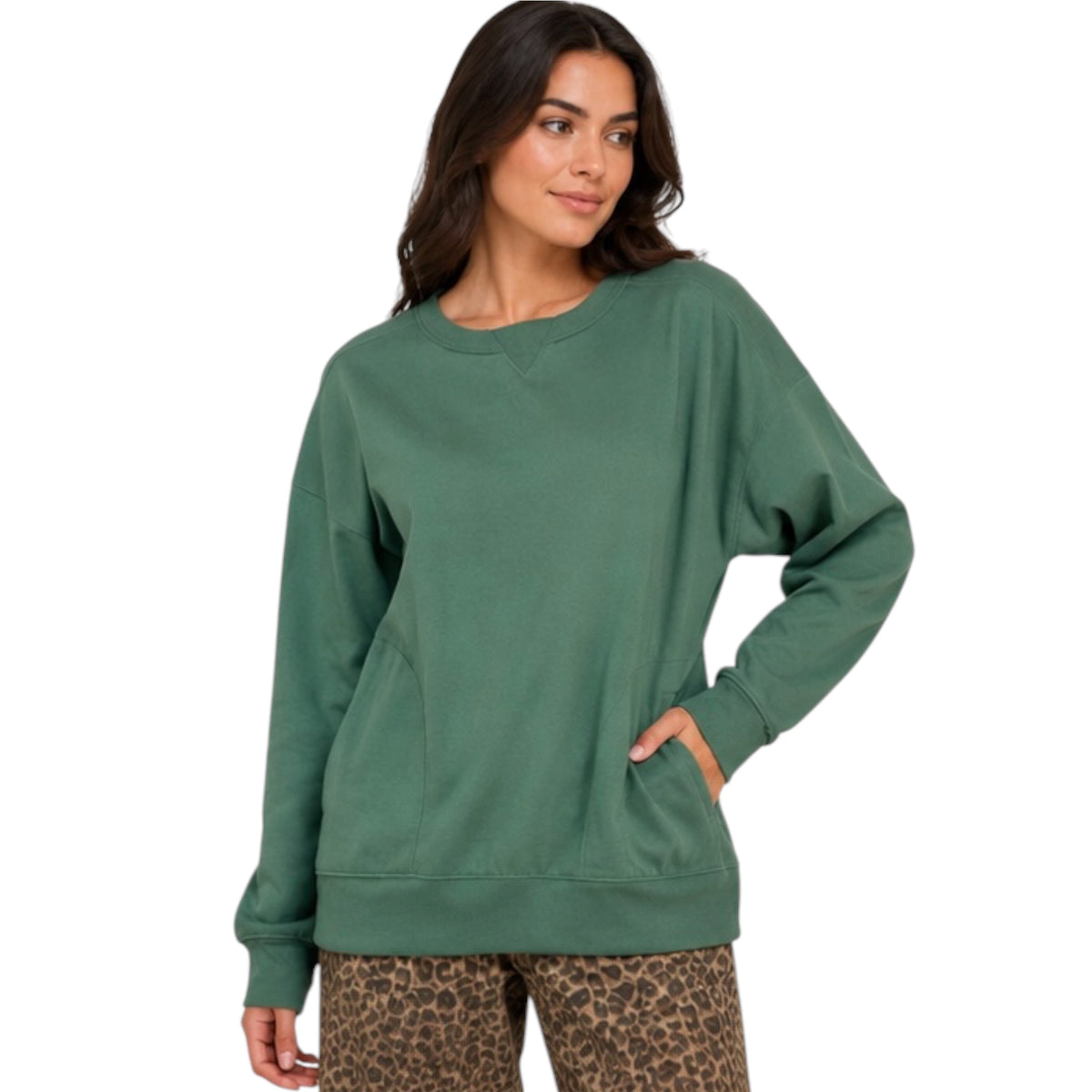 Sage Sweatshirt with Side Pockets