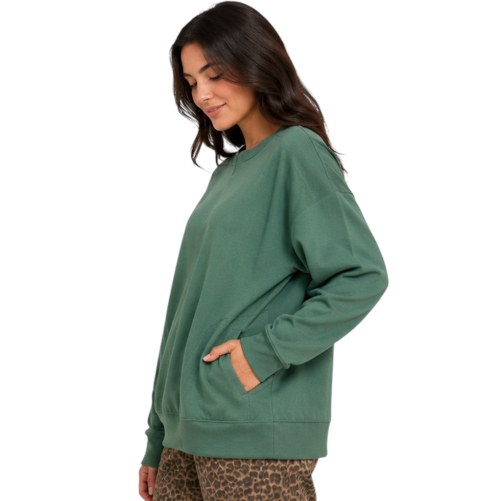 Sage Sweatshirt with Side Pockets