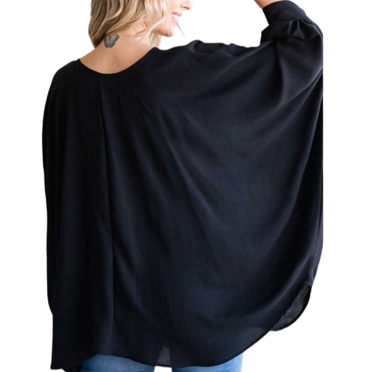 Solid V-Neck Oversized Top