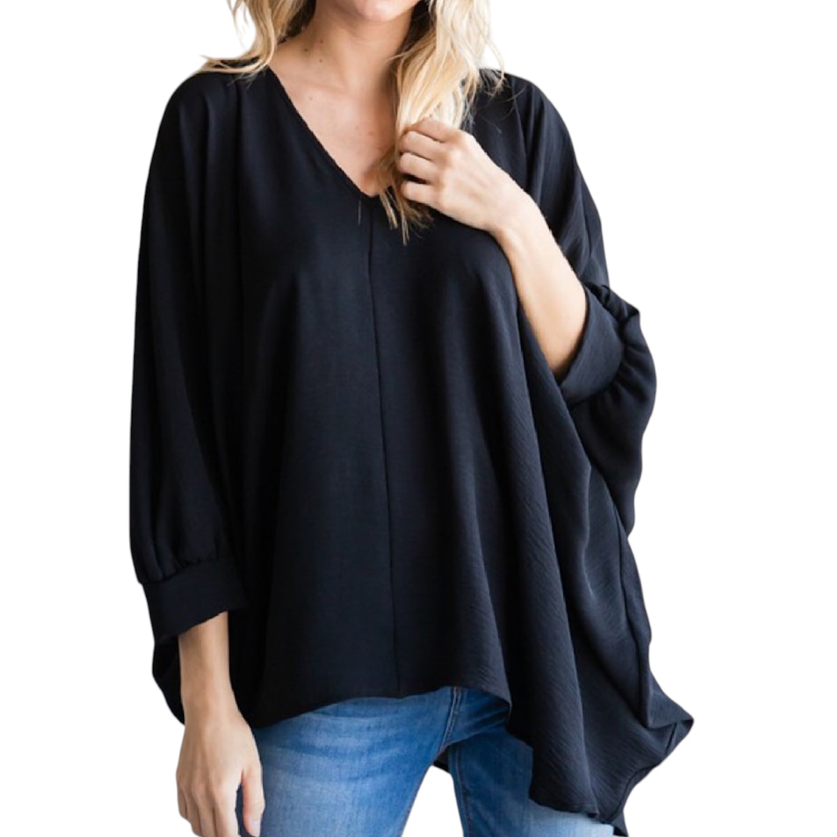 Solid V-Neck Oversized Top