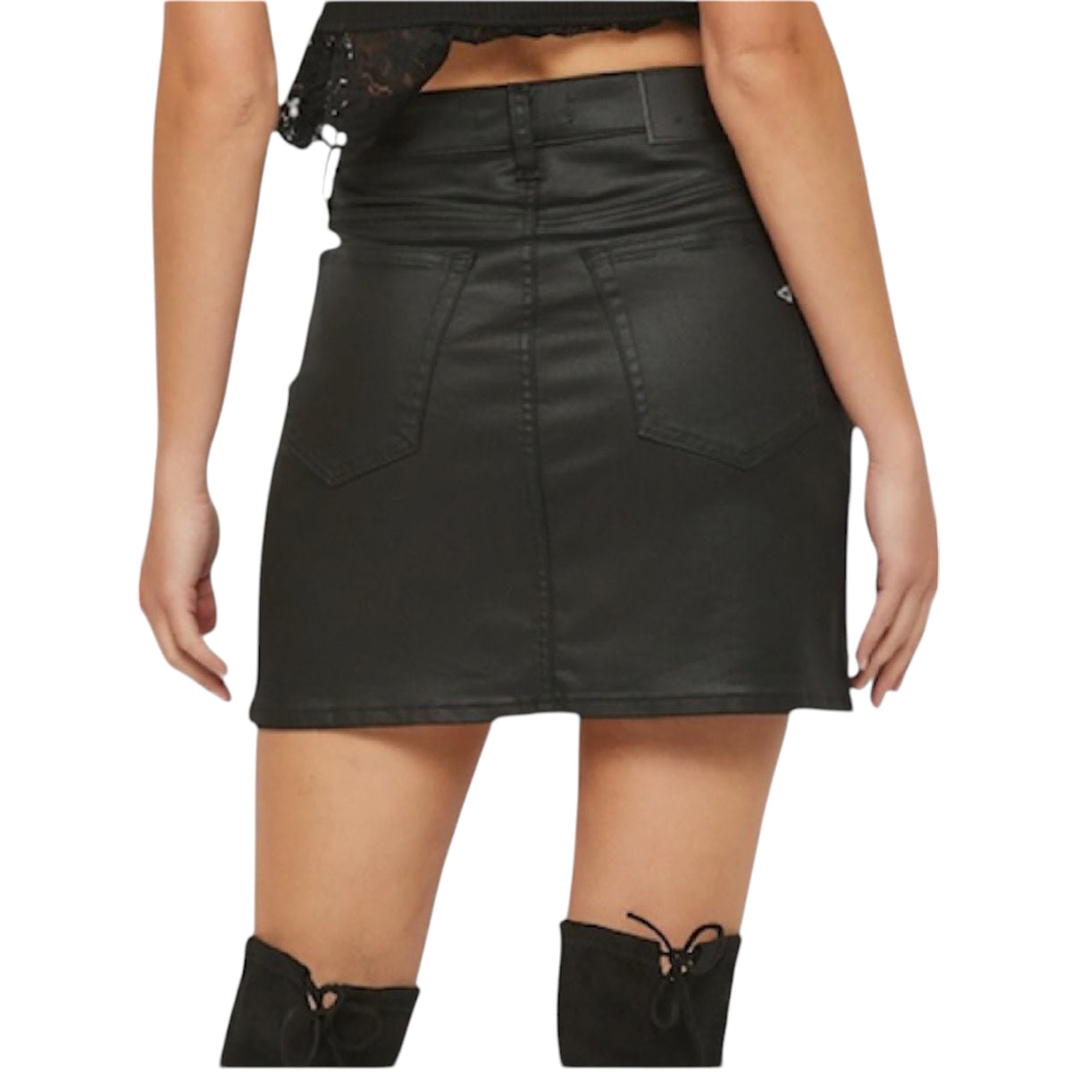Hidden HD5166-COA Black Coated High Rise Mini Skirt