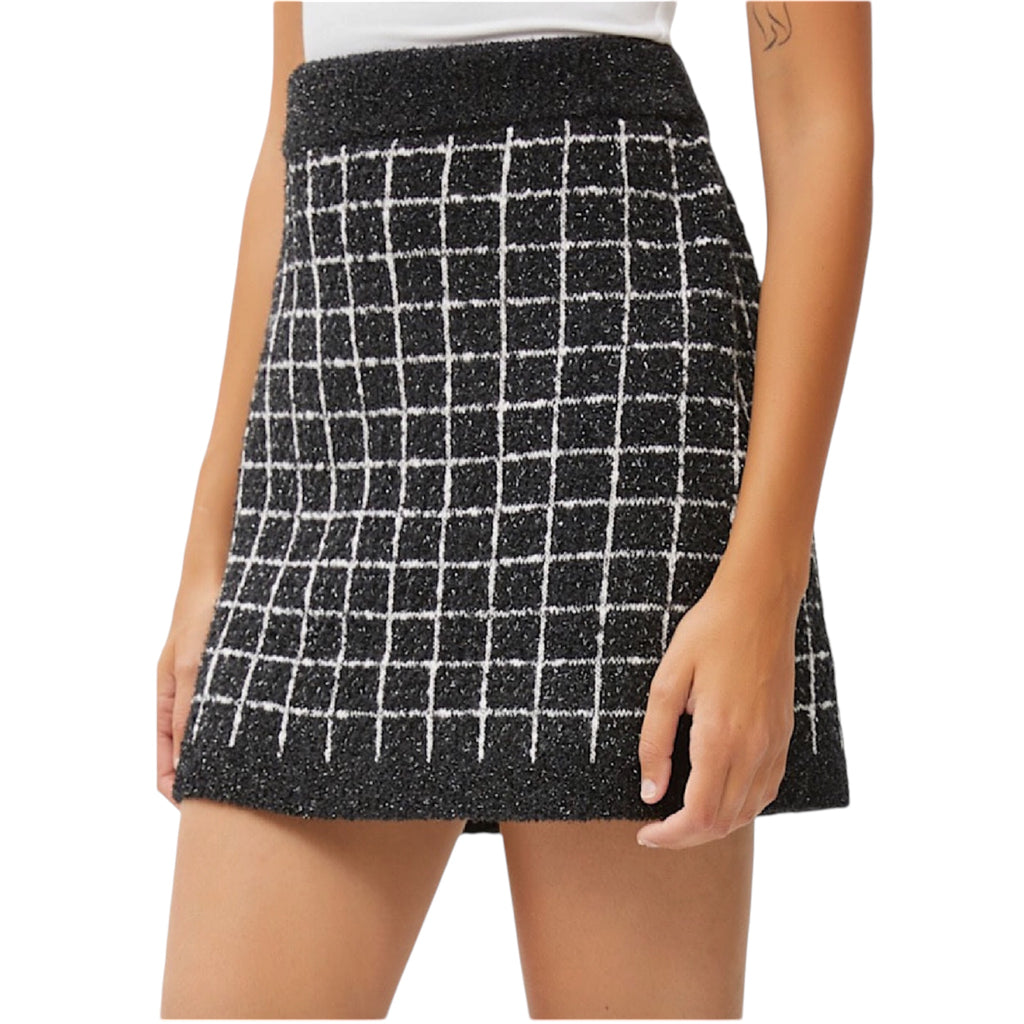 Black and White Plaid Sweater Skirt