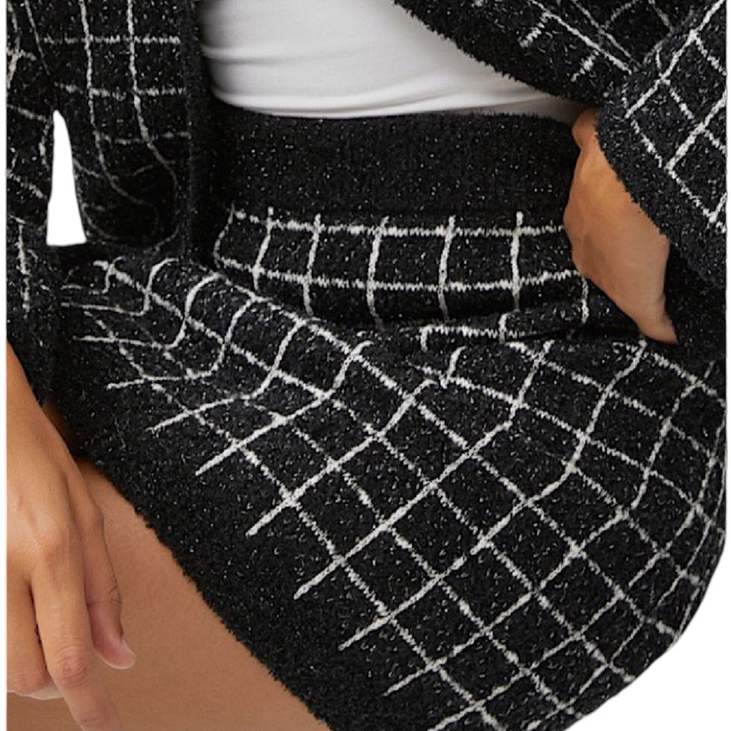 Black and White Plaid Sweater Skirt