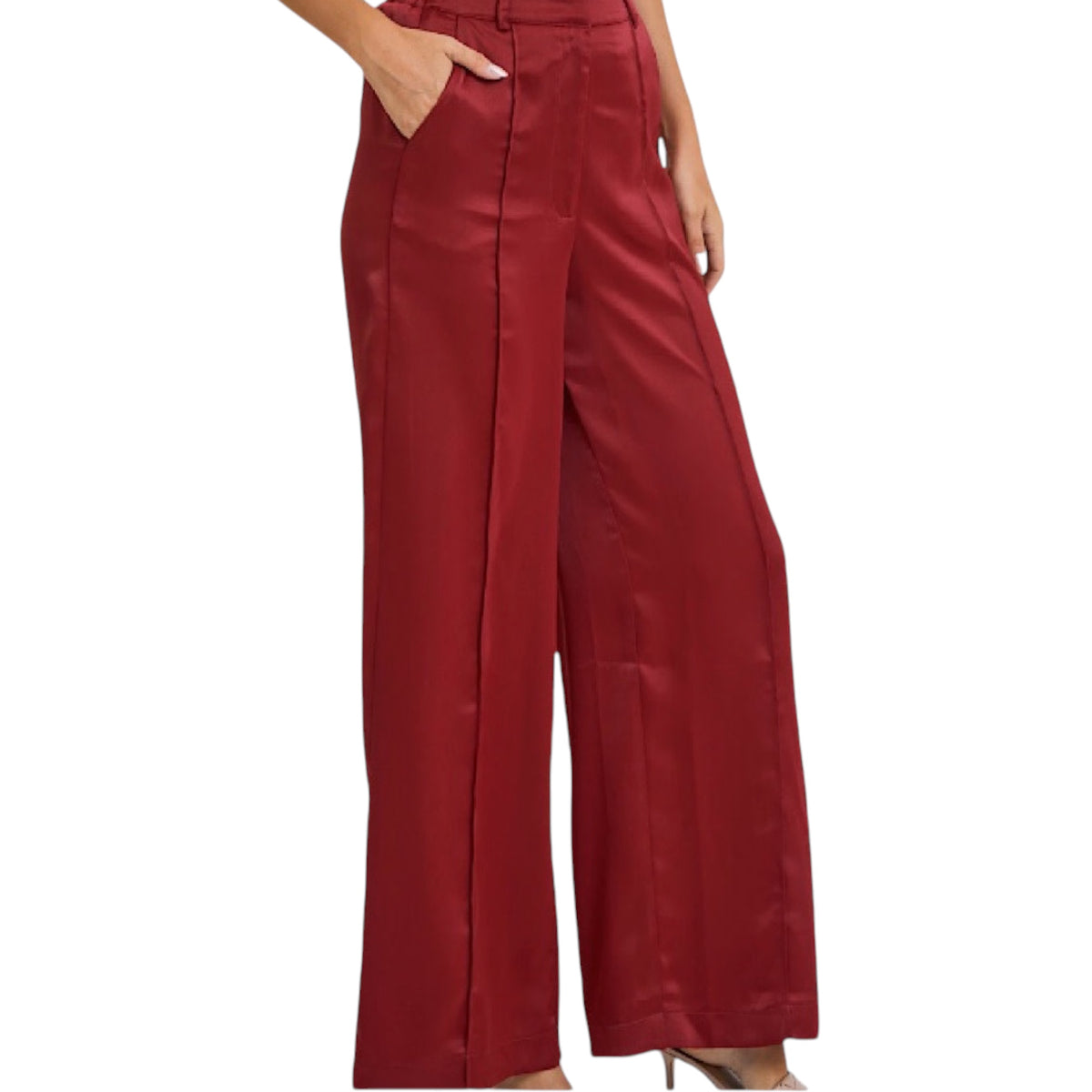 Wine Wide Leg Pants