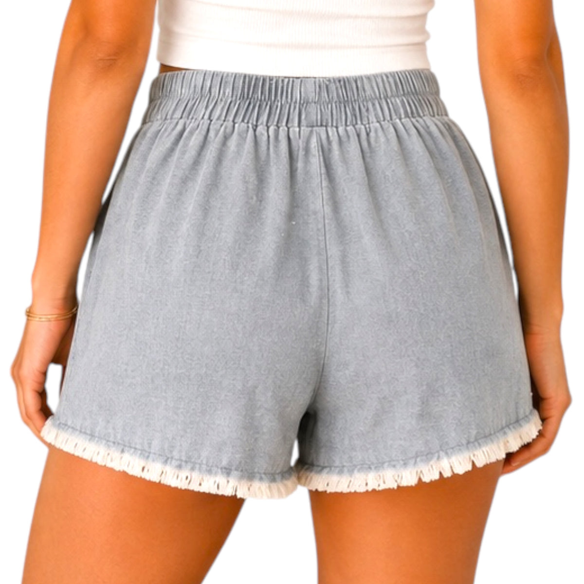 Cotton Woven Frayed Hem Shorts