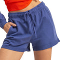 Dusty Indigo Raw Edge Drawstring Shorts