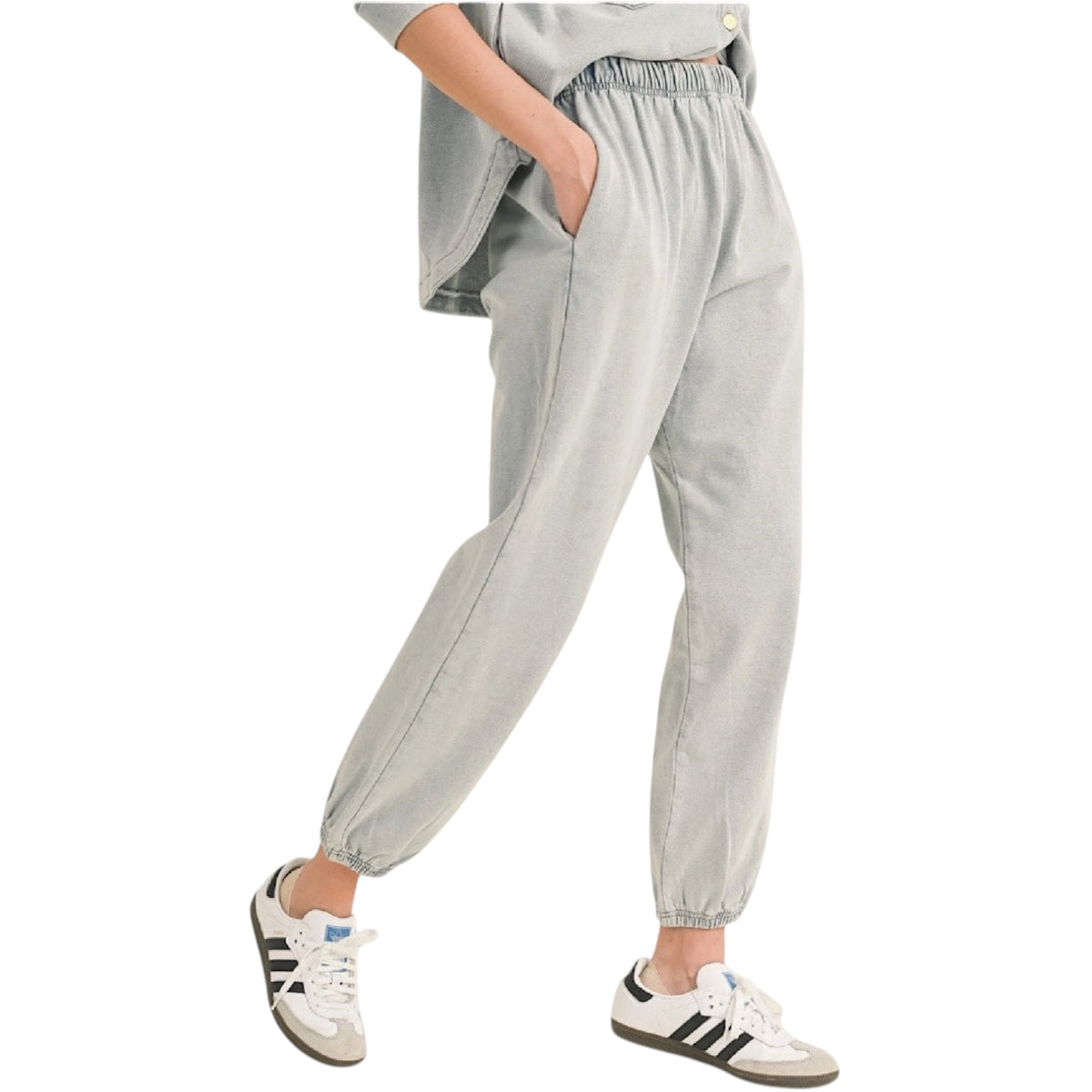 Dye and Washed Cotton Denim Sweatpant/Jogger