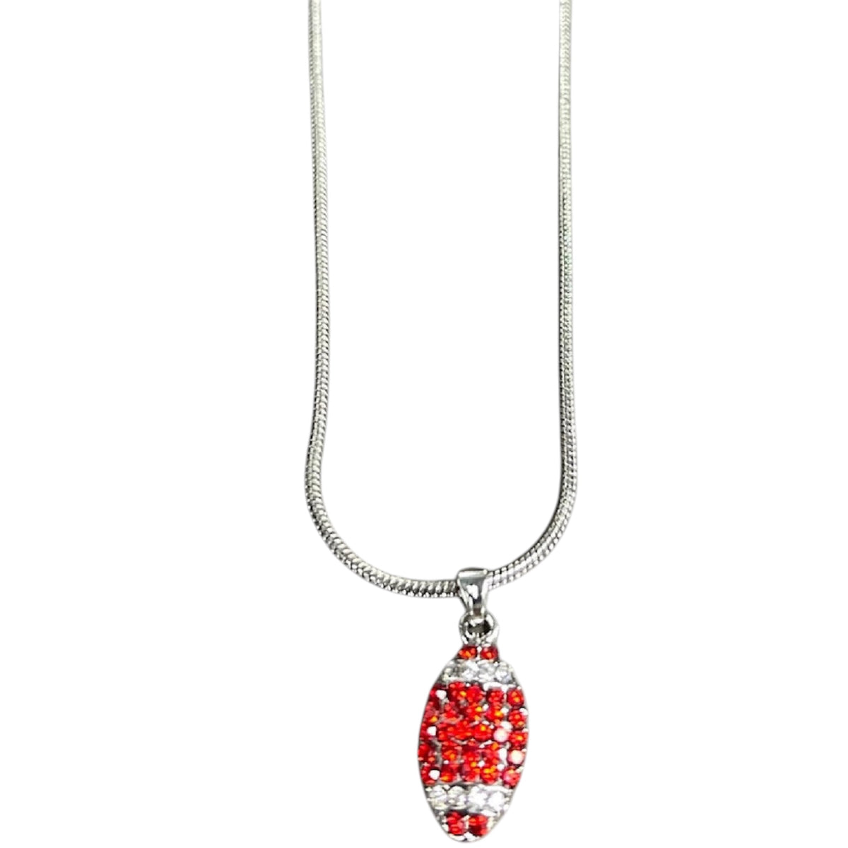 Red Rhinestone Football Necklace