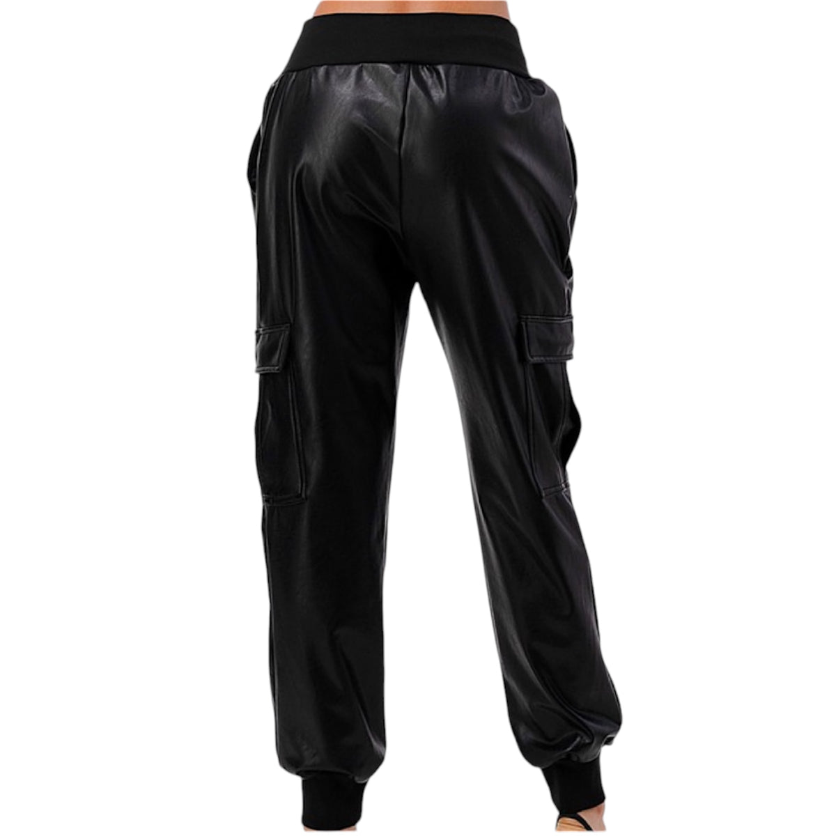 Vegan Leather Cargo Jogger Pants