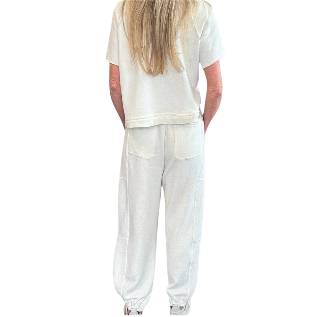 Whip Cream Drawstring Waist Jogger Sweatpants