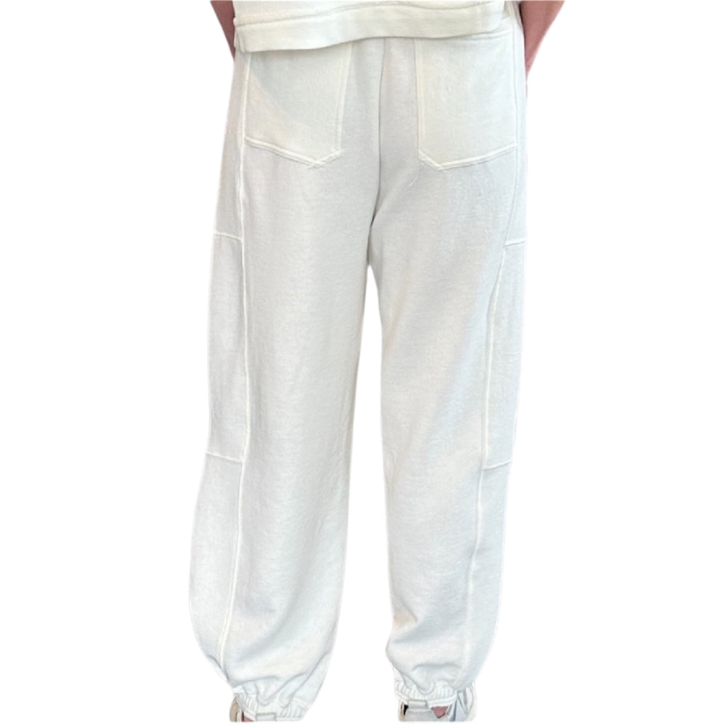 Whip Cream Drawstring Waist Jogger Sweatpants