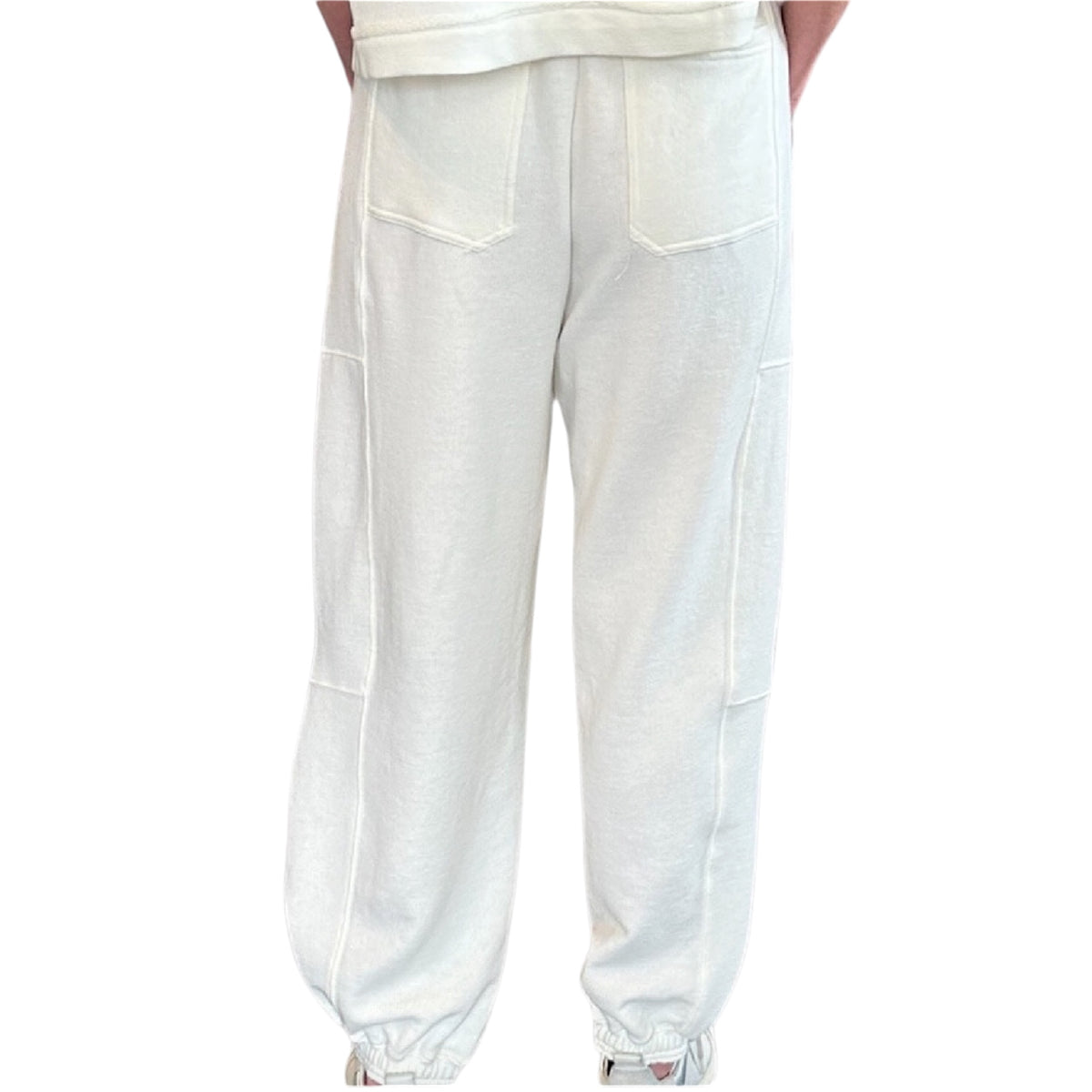 Whip Cream Drawstring Waist Jogger Sweatpants