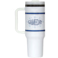 White/Blue Game Day Stainless Steel Tumbler with 2 Straws