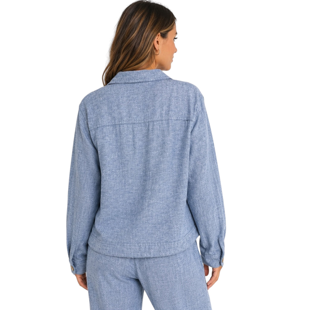 Indigo Chambray Linen Jean Style Jacket