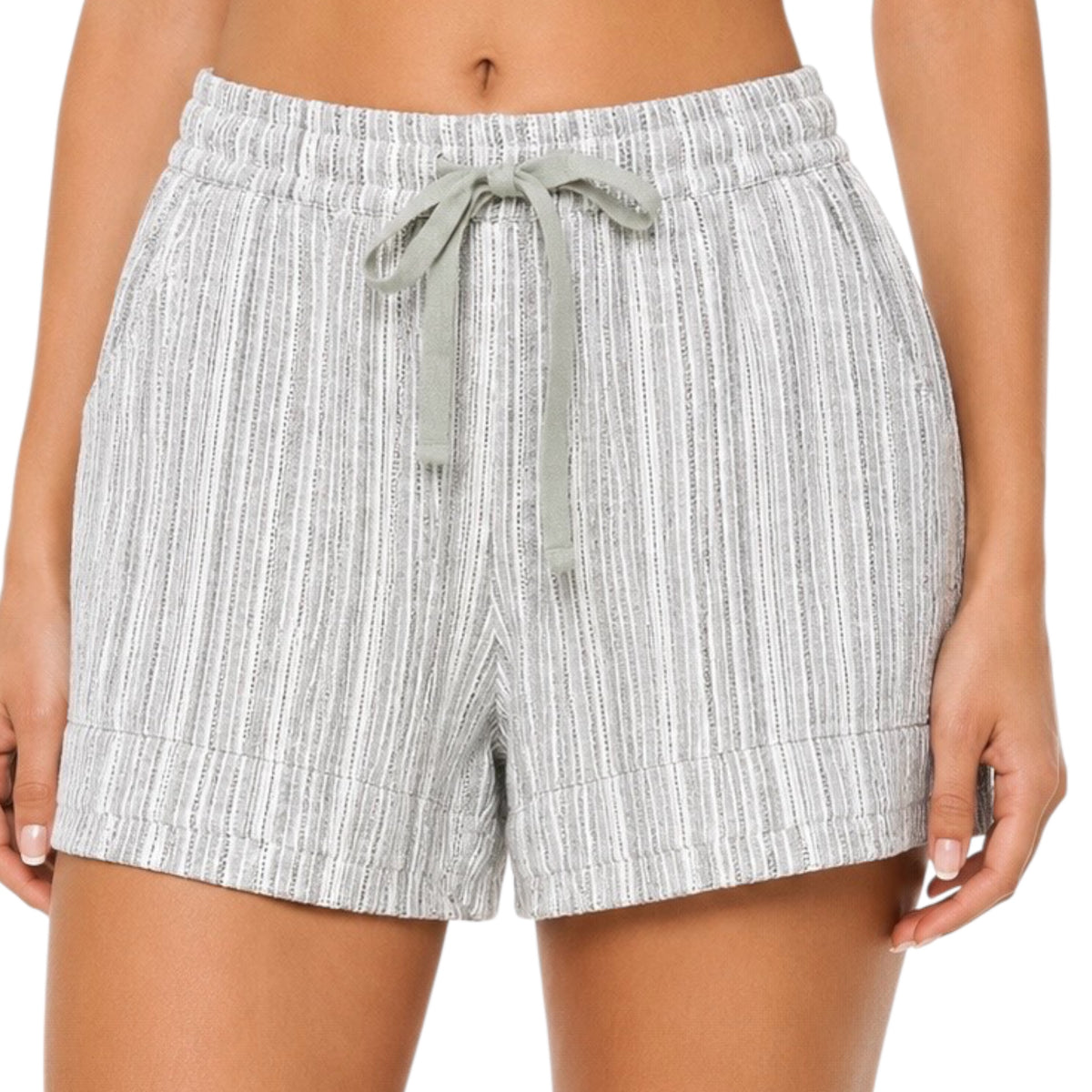 Spruce Striped Shorts with Drawstring
