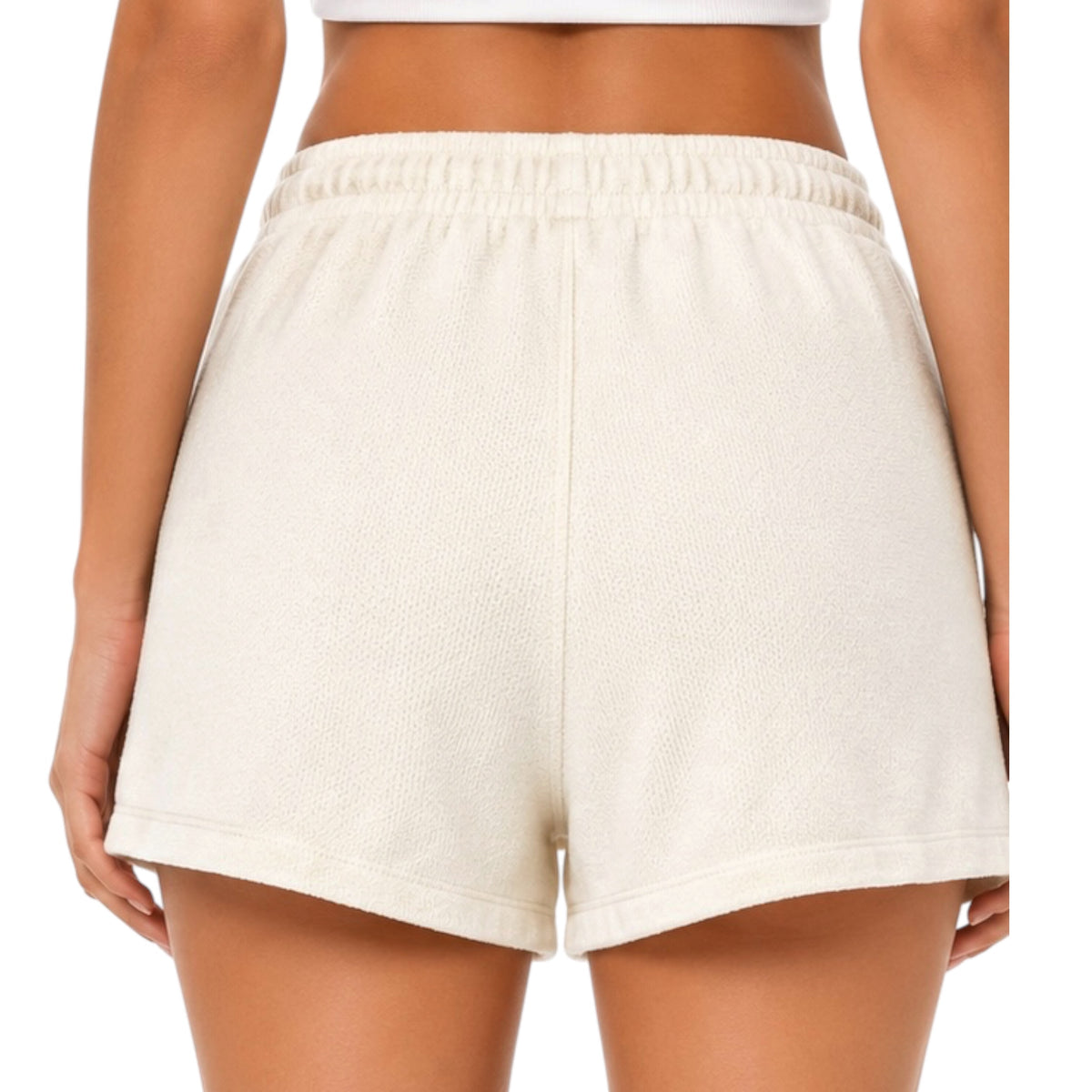 Whip Cream Flowy Shorts with Elastic Waist