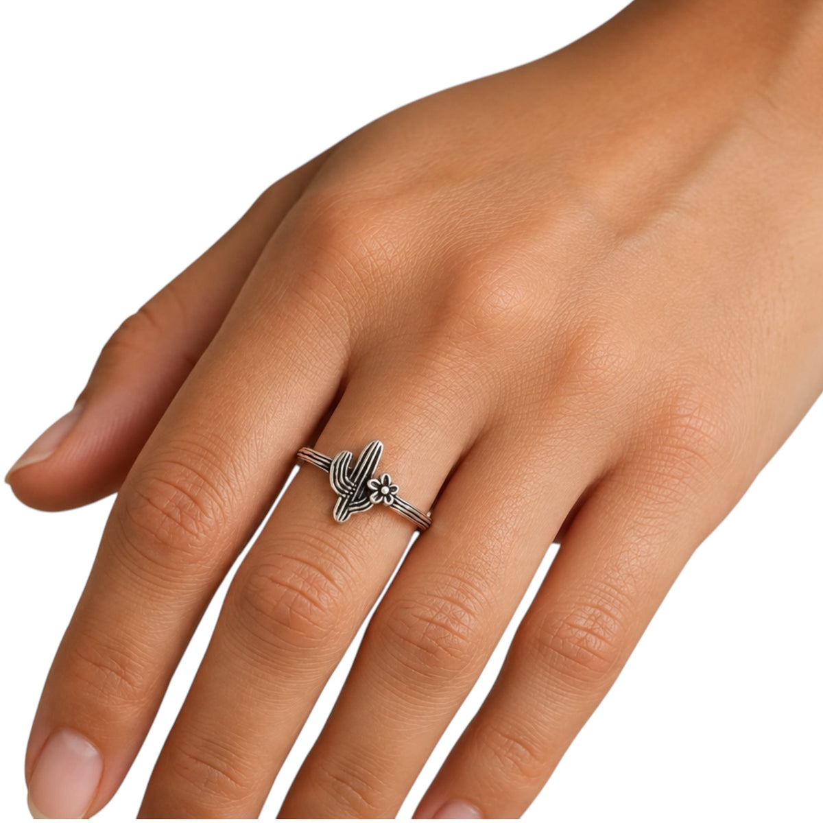 Sterling Silver Cactus Flower Ring