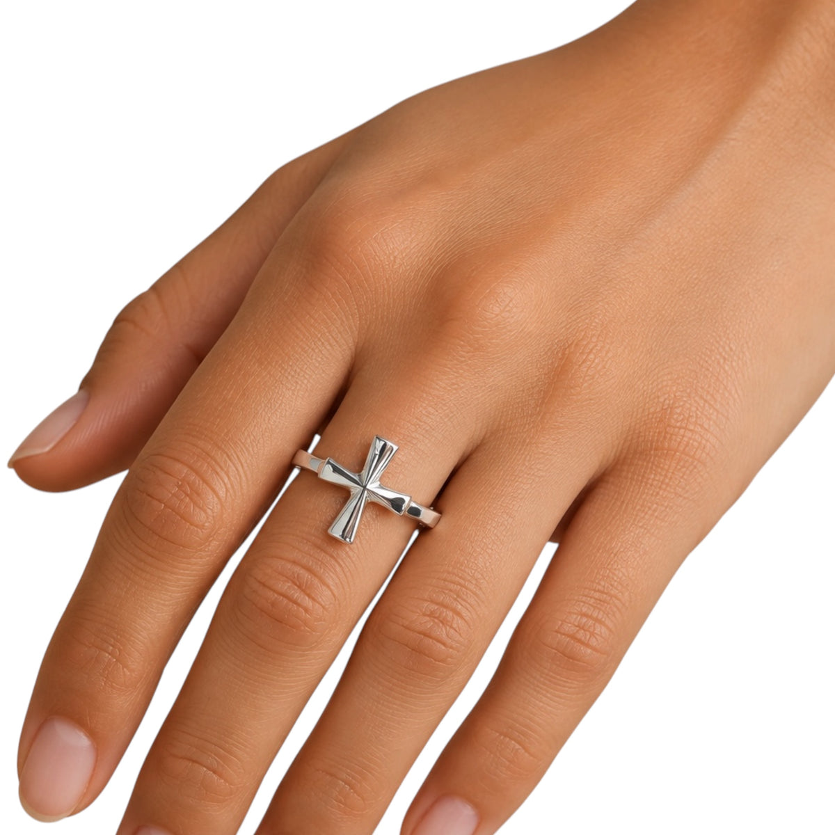 Sterling Silver Solid Cross Ring