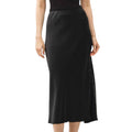 Charcoal Silky Suede Midi Skirt with Elastic Waist
