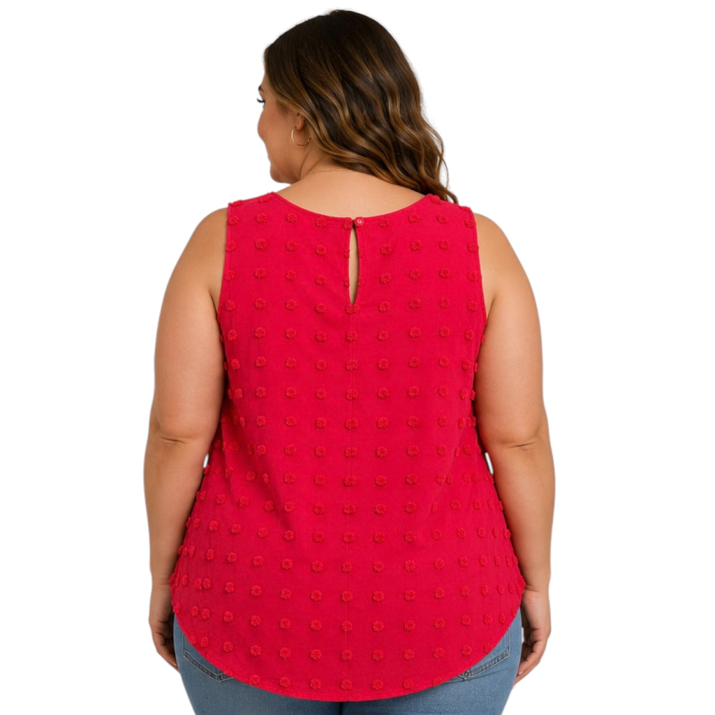 Plus Urakiri Woven Dot Fabric Sleeveless Flowy Top