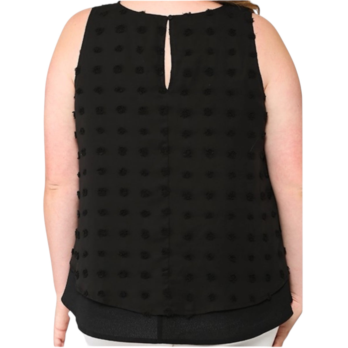 Plus Urakiri Woven Dot Fabric Sleeveless Flowy Top