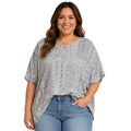 Curvy Grey Print Knit Top