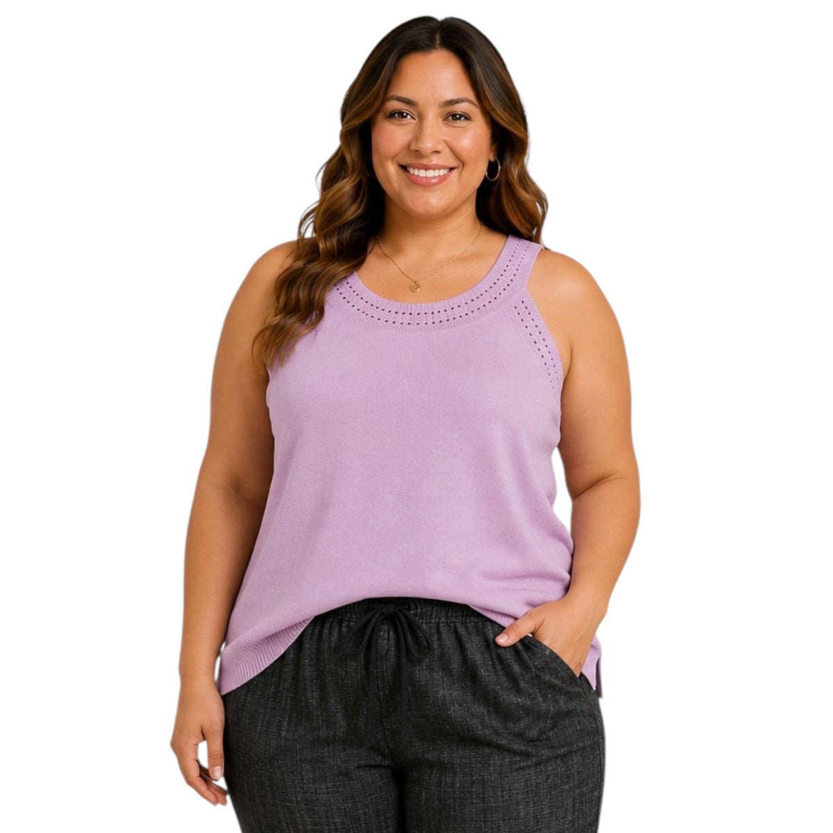 Lilac Sweater Tank With Neck Detail