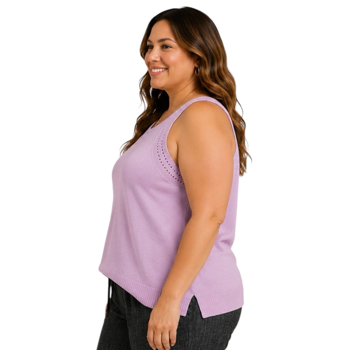 Lilac Sweater Tank With Neck Detail