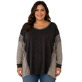 Plus Charcoal Mix Round Neck Top