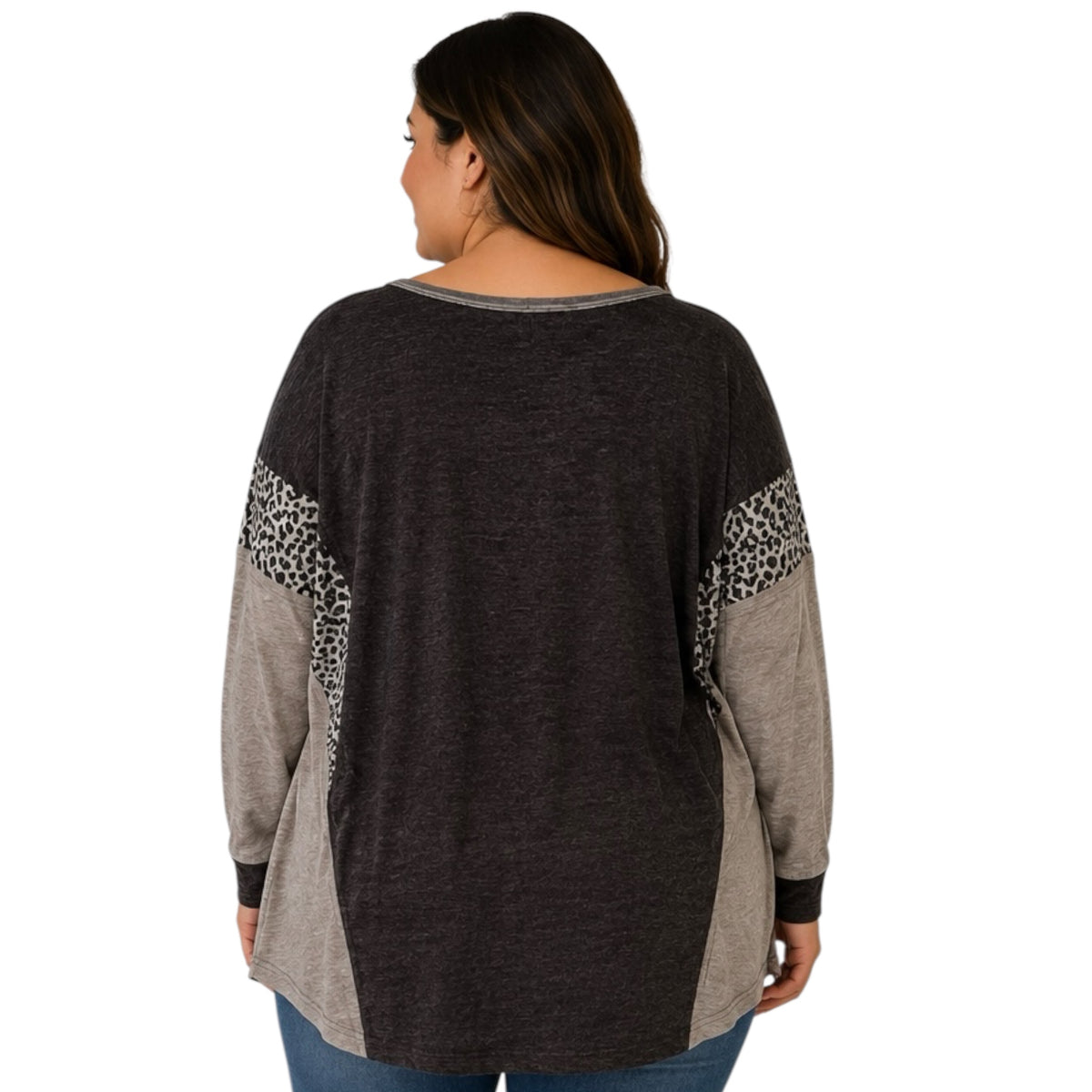 Plus Charcoal Mix Round Neck Top
