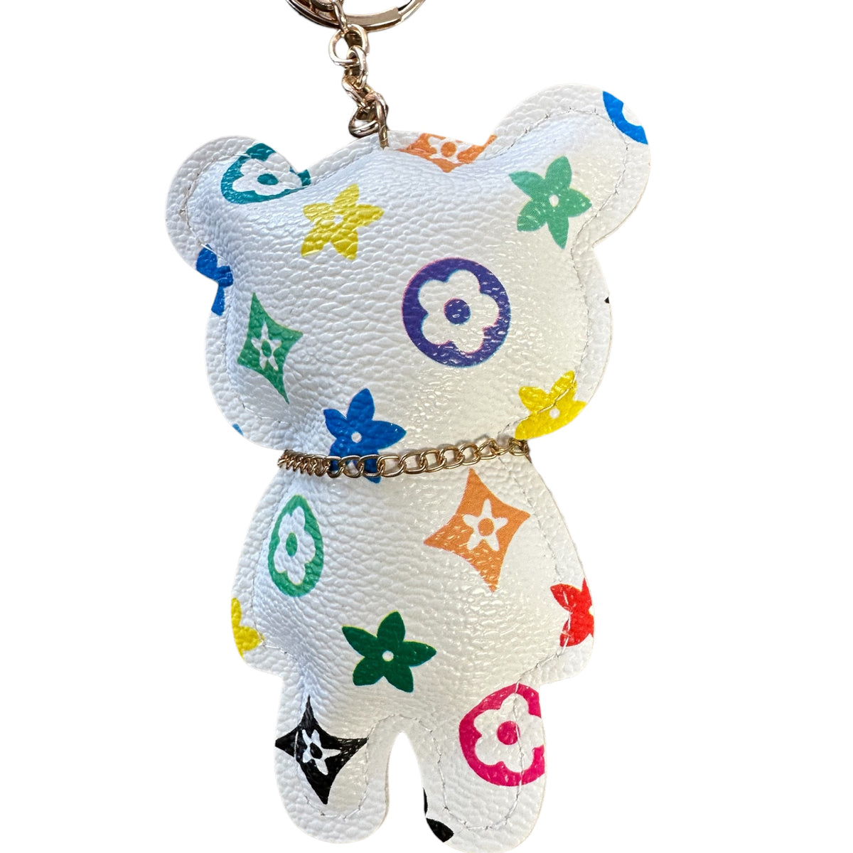 LV Inspired Teddy Bear Keychains White